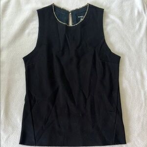 Majestic Black Tank Top with Swarovski Crystal  Trim